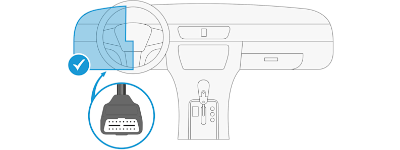 Diagram of Car Cam OBD-II port location.