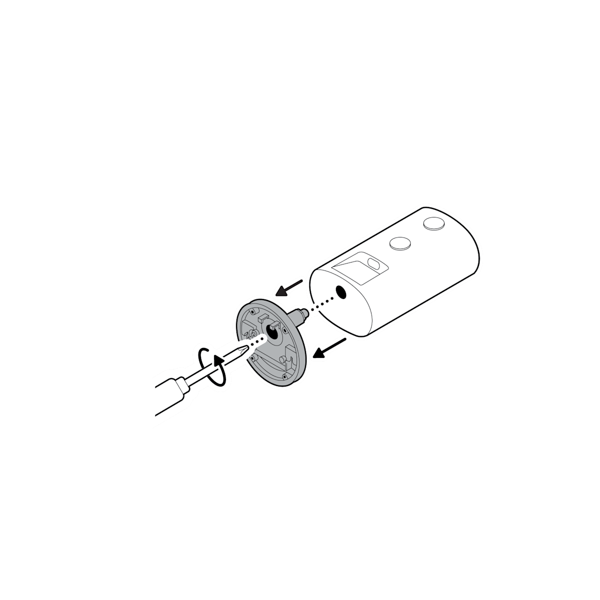 Illustration showing how to unscrew the bottom screw to detach the camera mount.