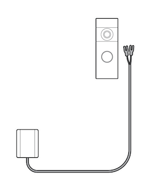 Illustration to show running the power cable from the indoor outlet to the doorbell location, without plugging it in.