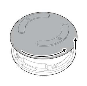 illustration to show how to remove the back cover on the button by twisting it.