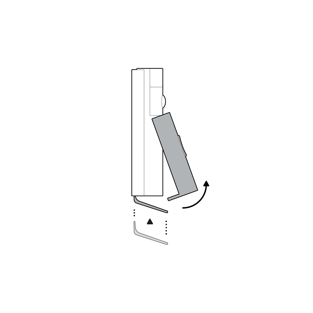 Illustration to remove faceplate with tool with directional arrows. 