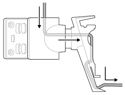 An illustration of the power or Ethernet cable being routed through the extended mount's tube.
