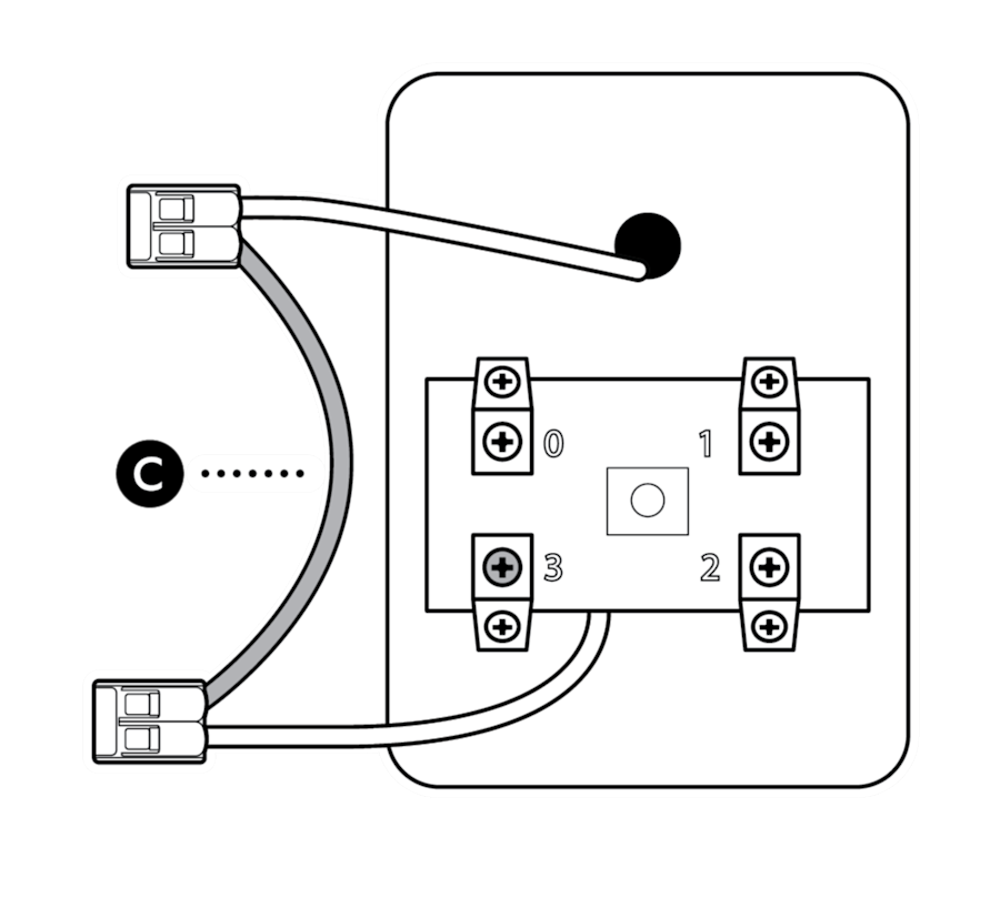 Illustration to show connecting the wago connectors together using the bypass cable.