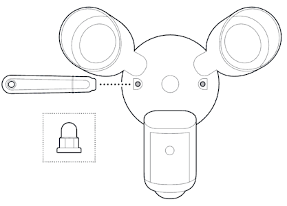 Illustration showing to secure the included cap nuts using the handle from the screw driver with the bit removed.