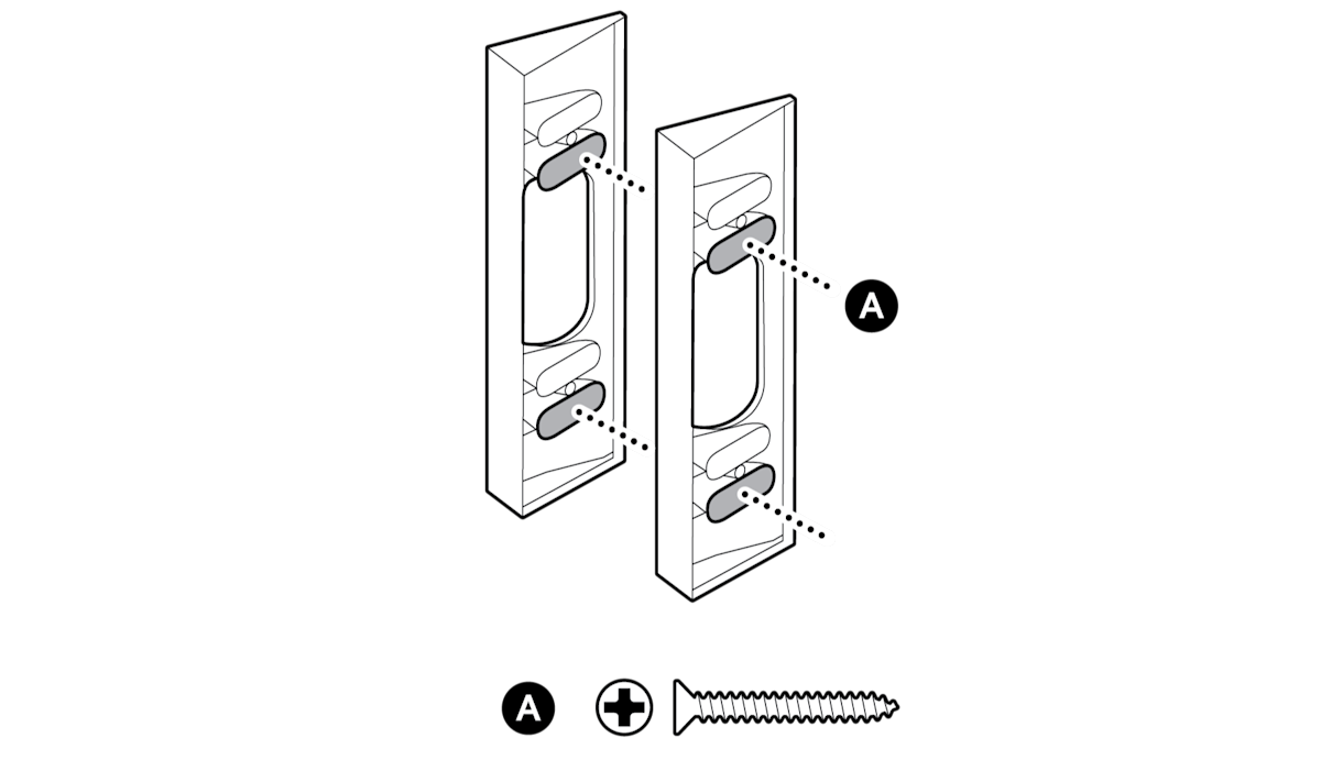 Diagram showing screw anchors being installed into wall with mounting instructions