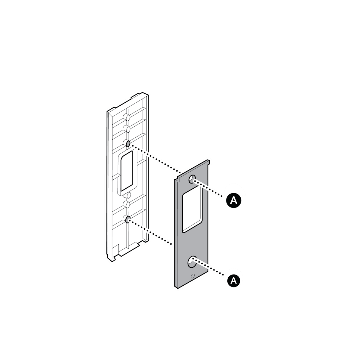 Illustration for No Drill Mount (2nd Gen) for Battery Doorbells  - Attach your doorbell’s mounting bracket using the two included mounting screws.