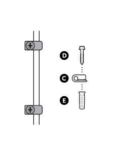 Illustration to show cable being secured with cable clips and screws.