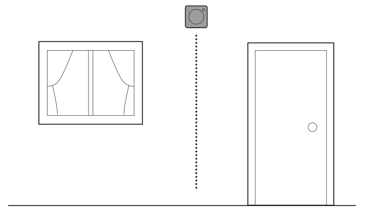 Illustration showing the recommended mounting height for the Motion Detector (3rd Gen).