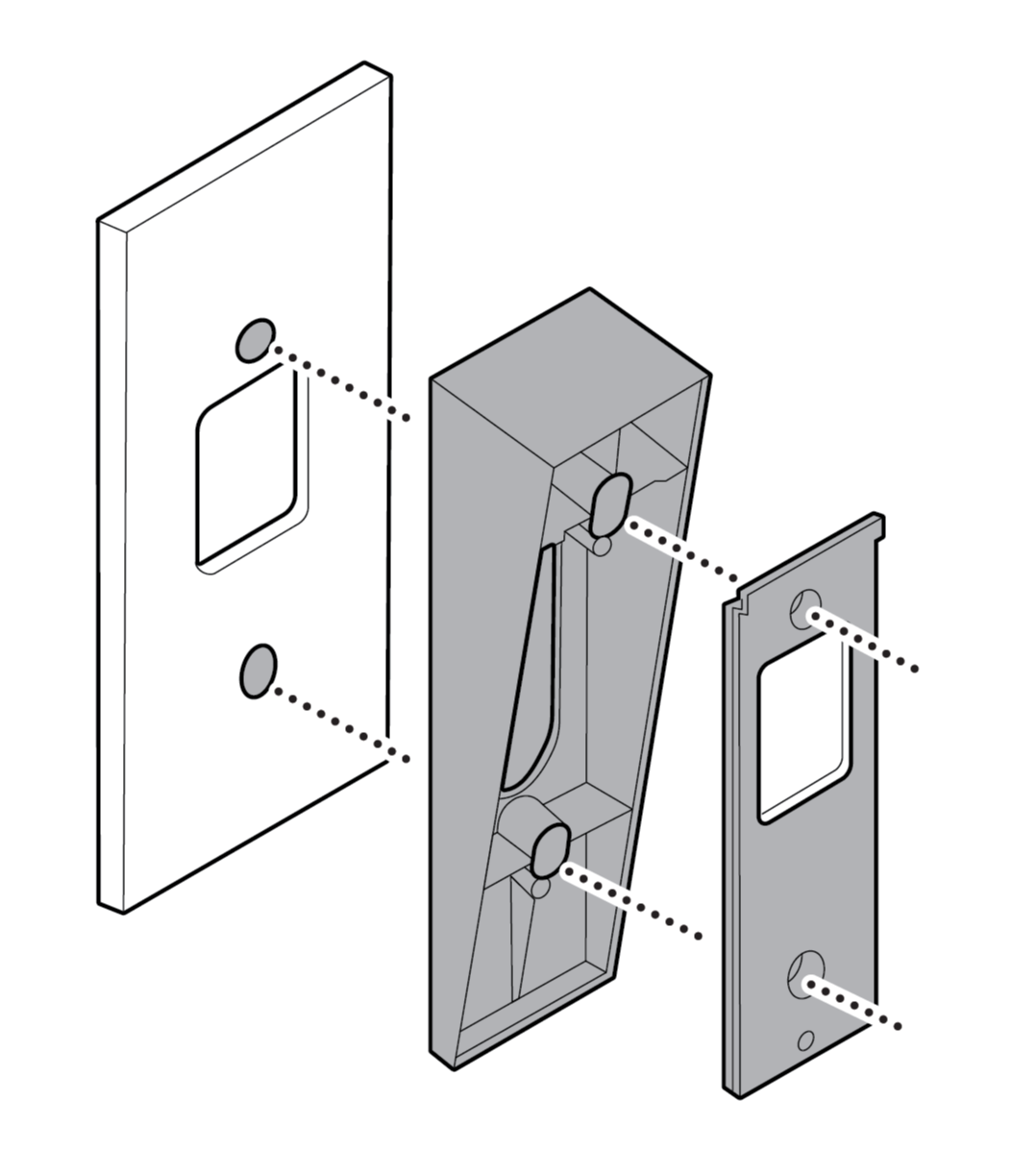 Illustration to show installing a wedge mount over a Retrofit Kit.