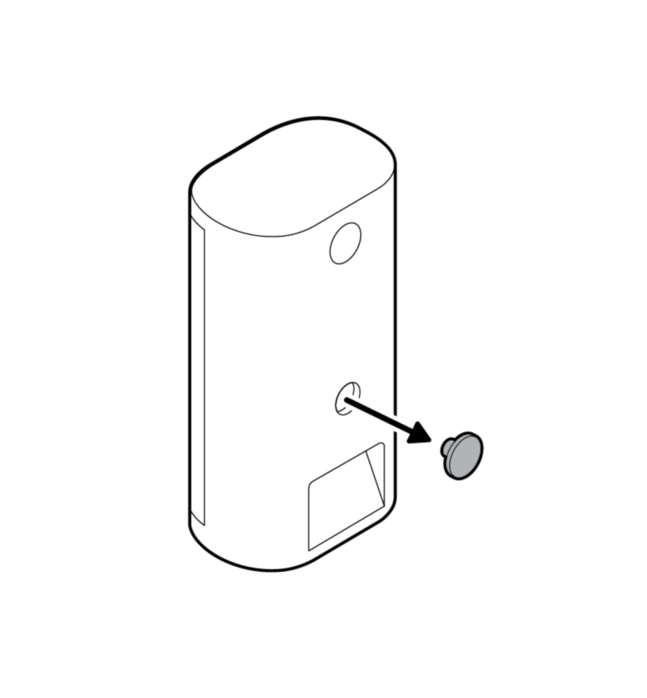 Illustration to show remove the middle rubber cap on the back of your camera.