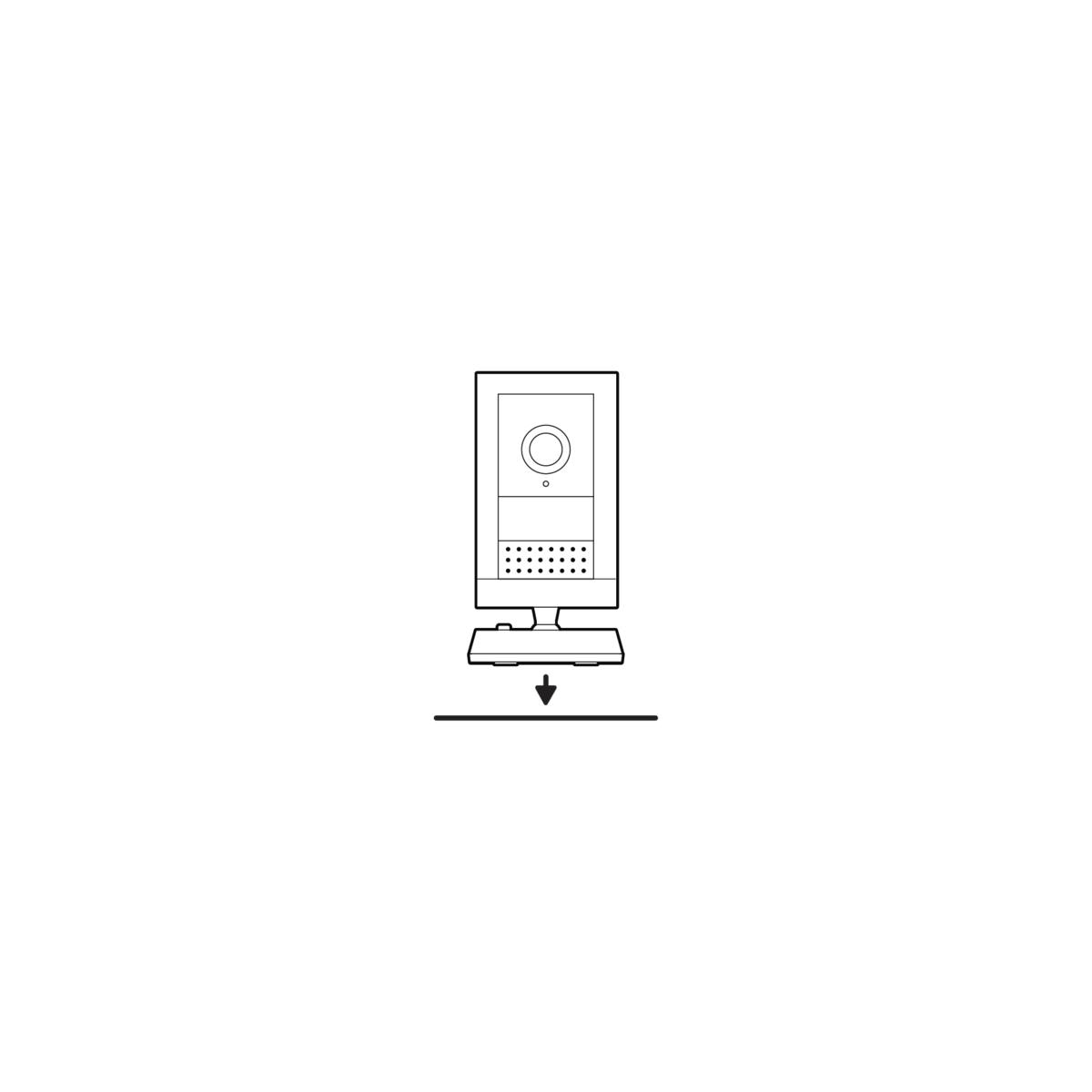 Illustration showing the Outdoor Cam Plus being set onto a flat surface.
