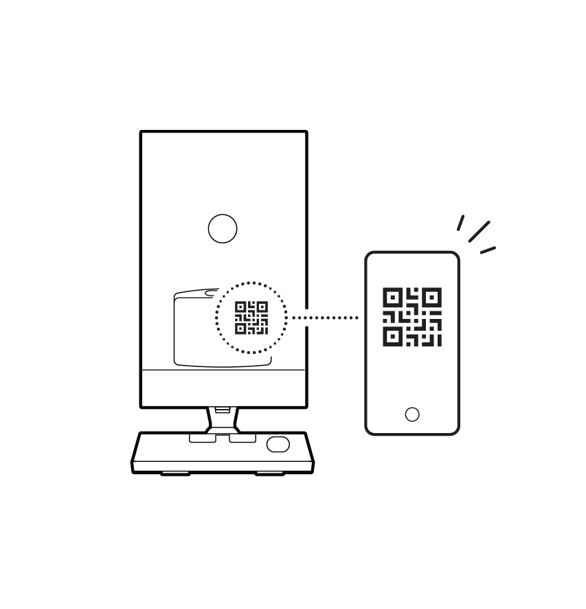 Illustration of the QR code on the back of the device.