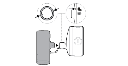 Line drawing instructions for the camera's locking indicators