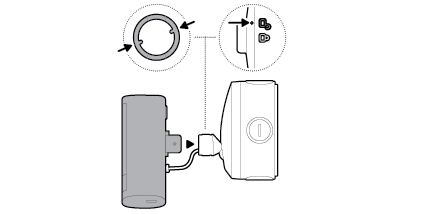 Line drawing instructions for the camera's locking indicators