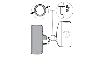 Line drawing instructions for the camera's locking indicators
