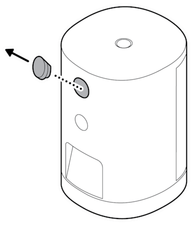 An example of the top rubber cap on the back of the device being pulled out.