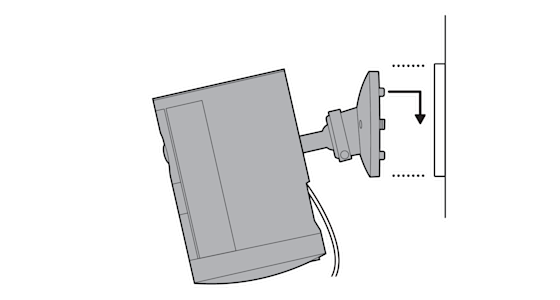 Dotted line from mount to wall with l shaped arrow pointing down