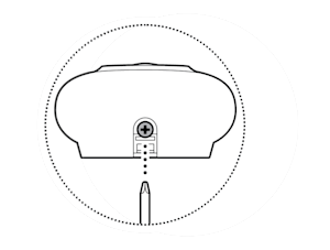 Illustration to show the underside of the doorbell with the security screw visible.