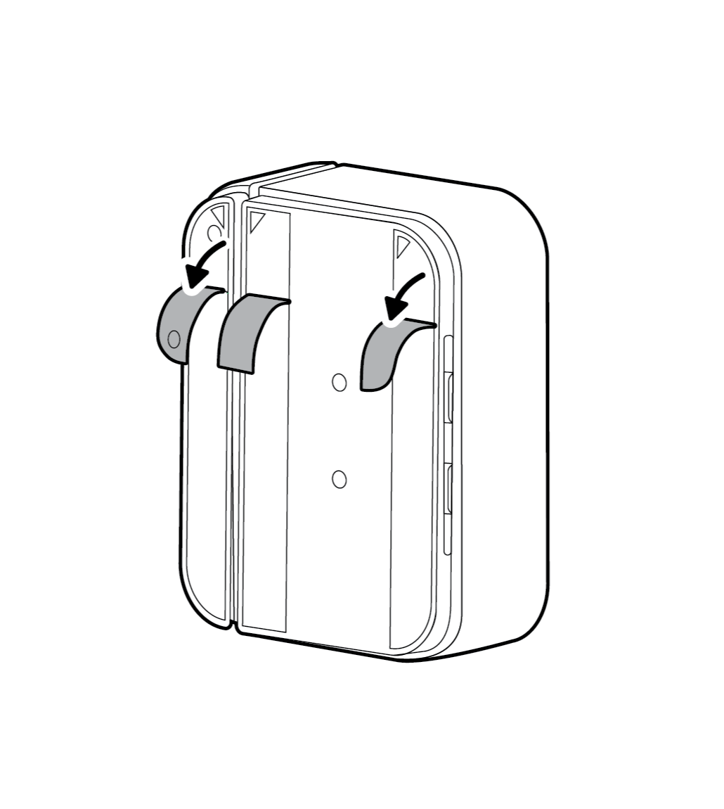 Illustration to show the removal of the protective strips from the adhesive backing.