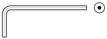 An illustration of an L-shaped hex key included with the device.