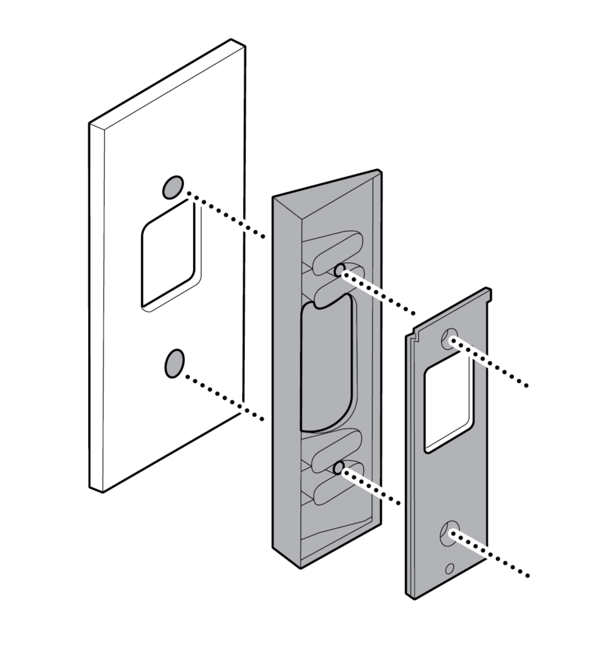 Illustration to show installing a corner mount over a Retrofit Kit.