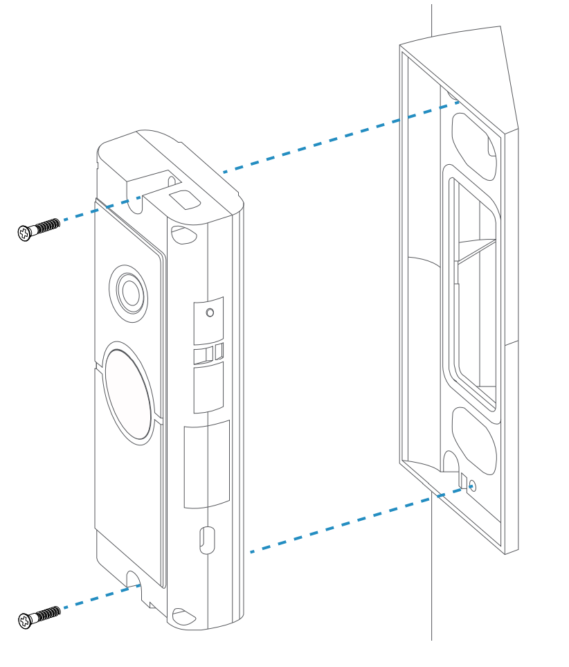 Illustration of mounting a Video Doorbell Wired on a Corner Kit.