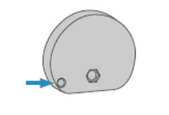 Illustration showing the screw hole for the security screw to be inserted.