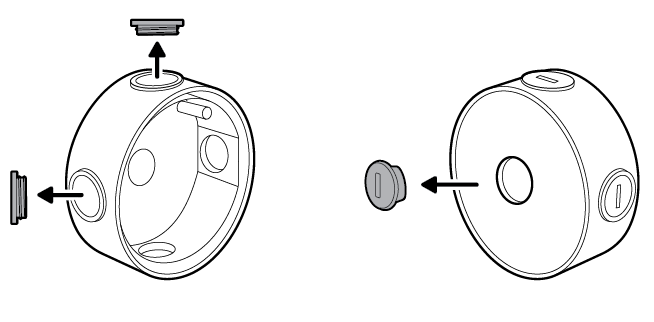 Illustration to show unscrewing the cap from side or back of the junction box.