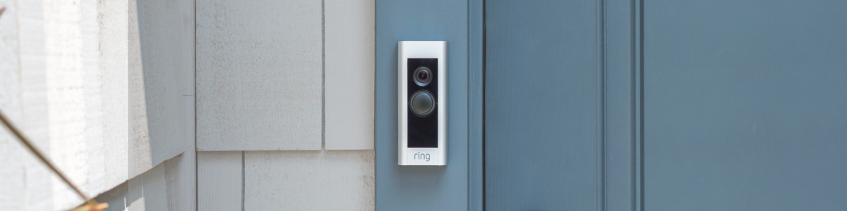 Ring Video Doorbell Pro on a modern home's front door.