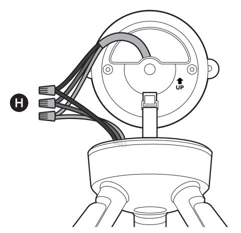 Illustration of how to connect the wires to the camera.