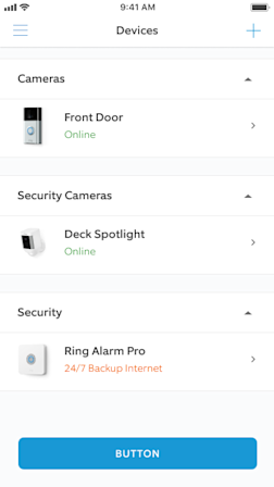 Ring app showing the Alarm Pro using 24/7 Backup Internet