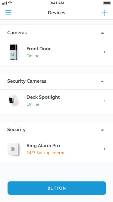 Ring app showing the Alarm Pro using 24/7 Backup Internet