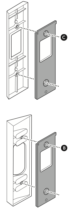 Illustration showing how to install the mounting bracket on your mount or directly over the spacer with the included screws.