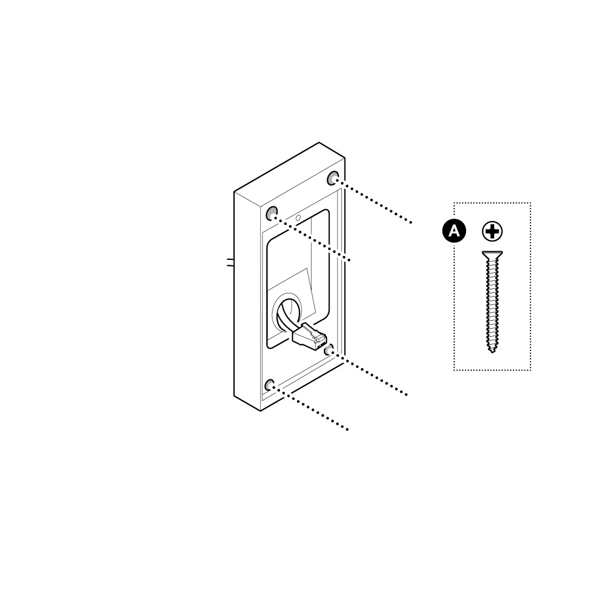 Illustration of Wired Doorbell Elite (2nd Gen) installation - Install the surface mount with the included screws.