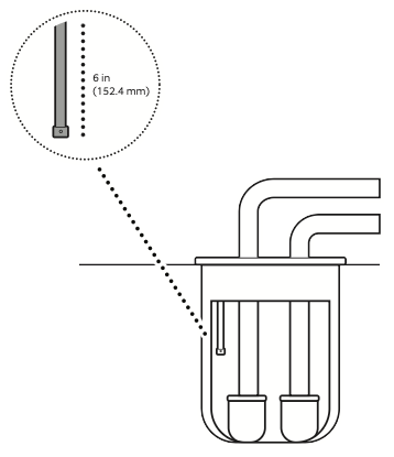 Illustration showing how to route the other end of the cable over the area where you want to detect water, like a sump pump basin.