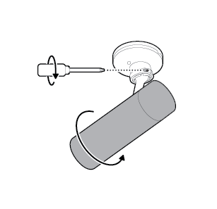 Illustration to show adjusting the camera's positioning, then tightening the ball joint.