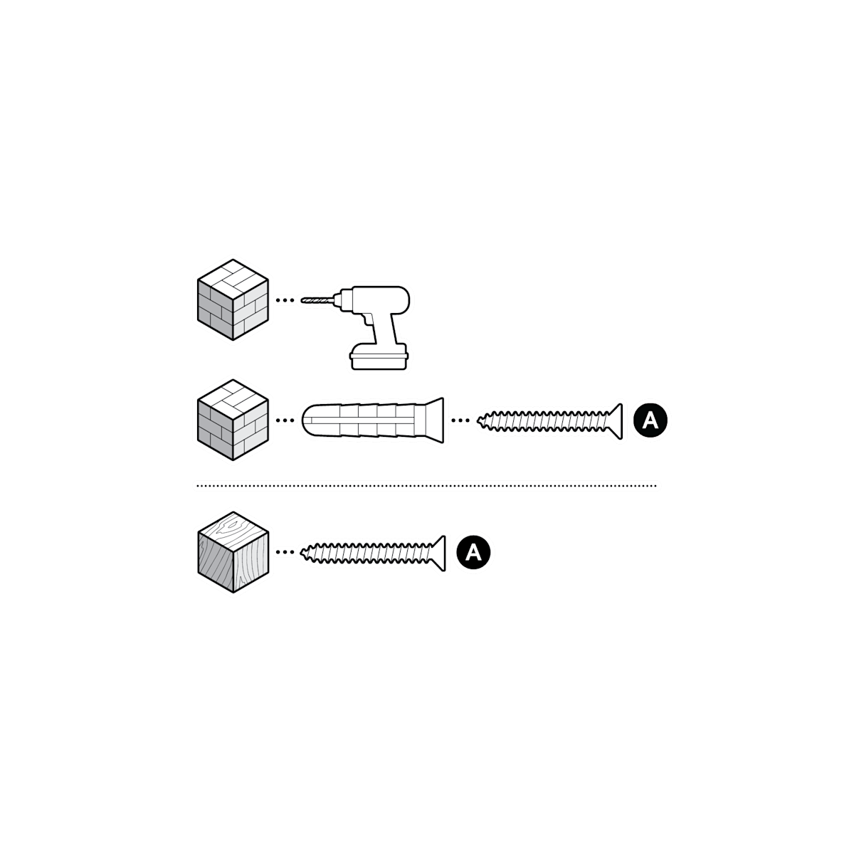 Drill template with A screws 