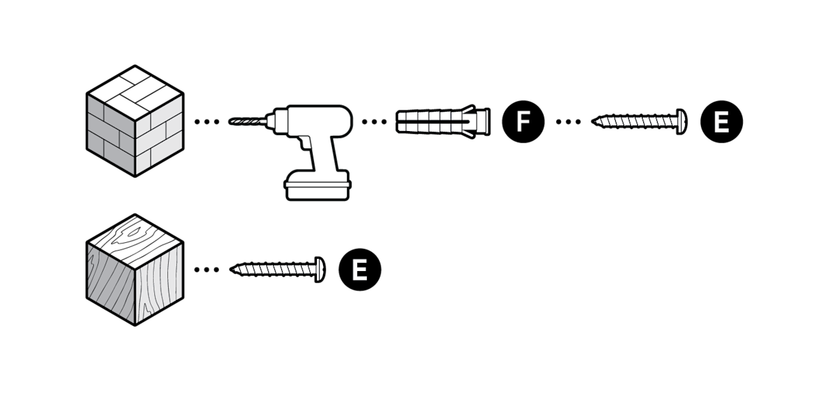 Illustration showing options to install PoE to USB-C Adapter on stucco, brick, or concrete.