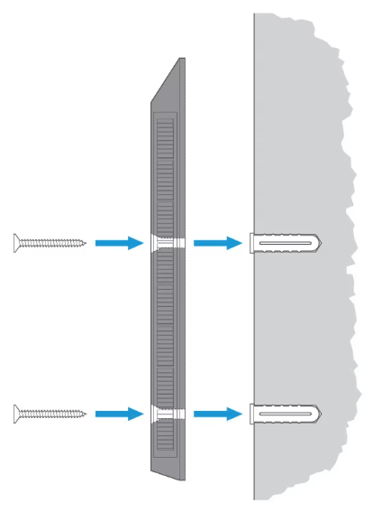 Illustration of mounting the solar charger for doorbells onto the wall or into anchors.