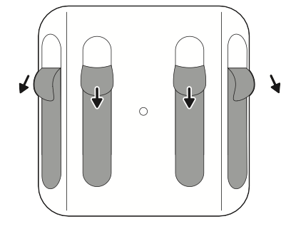 Illustration showing to pull down and remove the protective strips from the adhesive backing on the Motion Detector (3rd Gen).