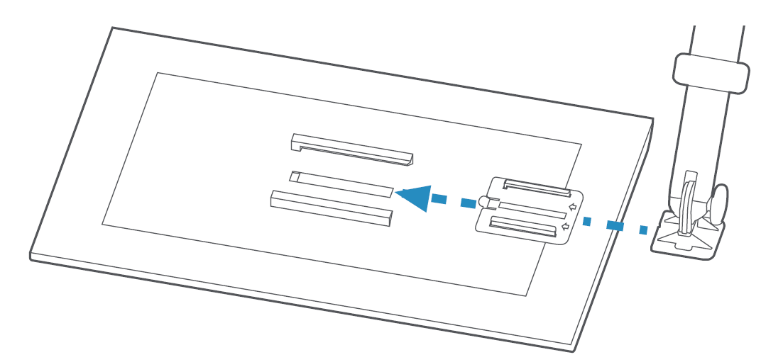 Arrow indicating the direction to slide bracket to attach Solar Panel to Pole Mount.
