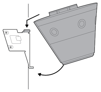 An illustration of the device being mounted onto the mounting plate.