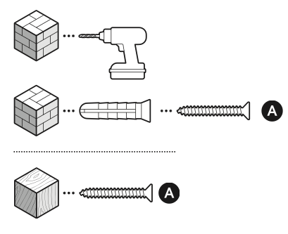 Illustration showing how to install the wedge or corner kits if on stucco, brick, or concrete.