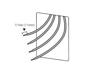 Illustration to show the wires from the existing switch, and where to trim the wires, at 11 mm, if necessary.