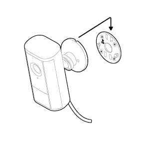 Illustration to show how to secure the camera to the mounting plate by sliding it on.