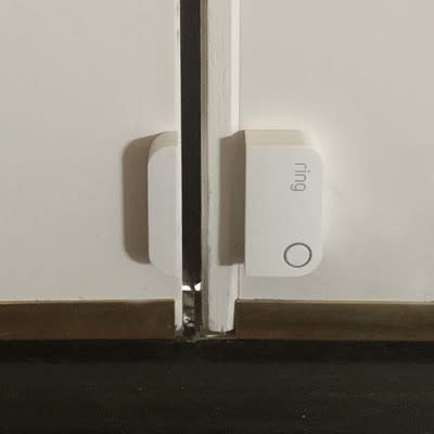 Contact Sensor (2nd Gen) mounted at bottom of French door.