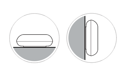 Illustration to show placement of button on a flat surface or wall.