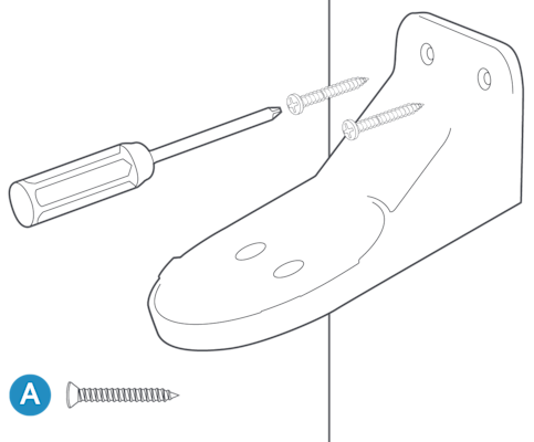 Screwdriver inserting screws into wall mount bracket.