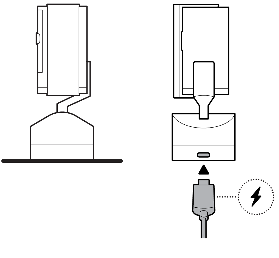 Illustration of flat surface installation of the Ring Indoor Cam Plug-in with Pan-Tilt.