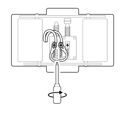 Illustration to show re-tightening the terminal screws with a screwdriver.